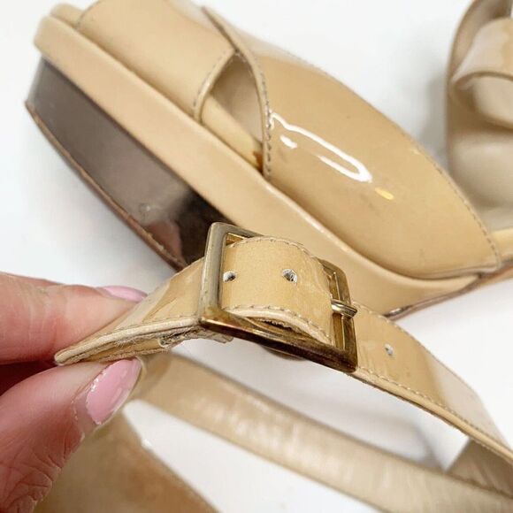 Jimmy Choo Women's Natural Beige Patent Leather Kuki Sandal Platform Size 38.5 - Picture 11 of 11